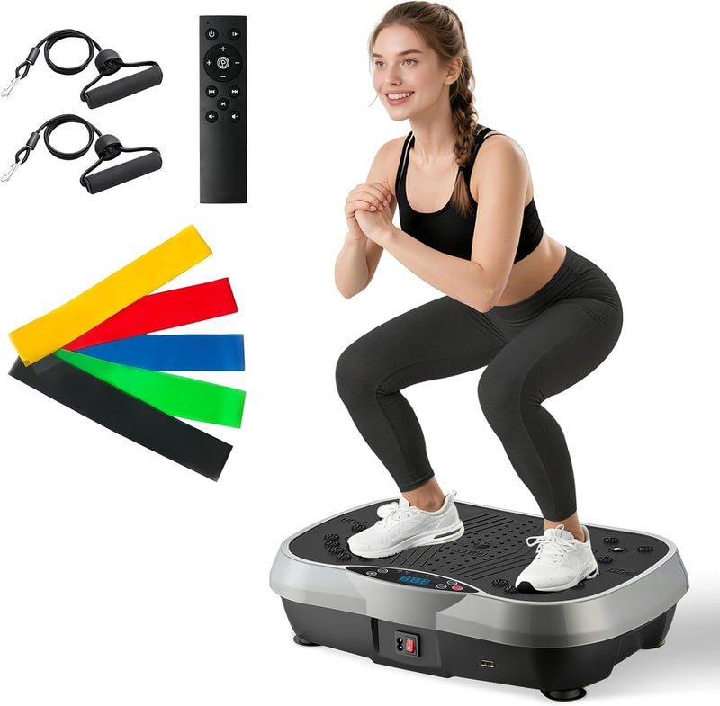ALSO GO Vibration Plate Exercise Machine, 6 Workout Modes & 120-Level Vibration Platform for Weight Loss/Lymphatic Drainage, 400lbs Capacity Vibration Board with Resistance Bands for Full Body Workout - Image 1